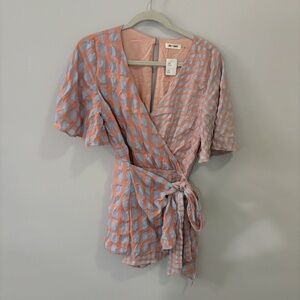 NWT Day & Moon Gingham Wrap Romper Size Small